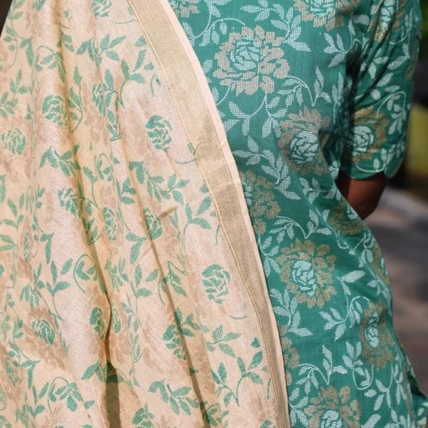 WOMEN’S ELEGANT GREEN KURTI SET WITH DUPATTA