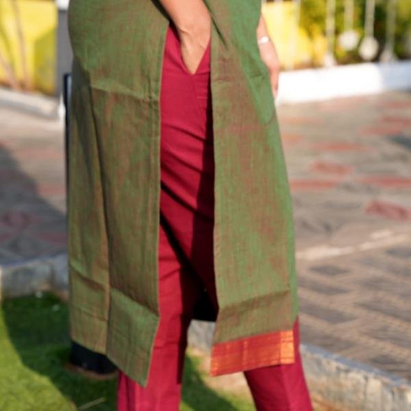 WOMEN’S ELEGANT OLIVE GREEN KURTI SET WITH DUPATTA